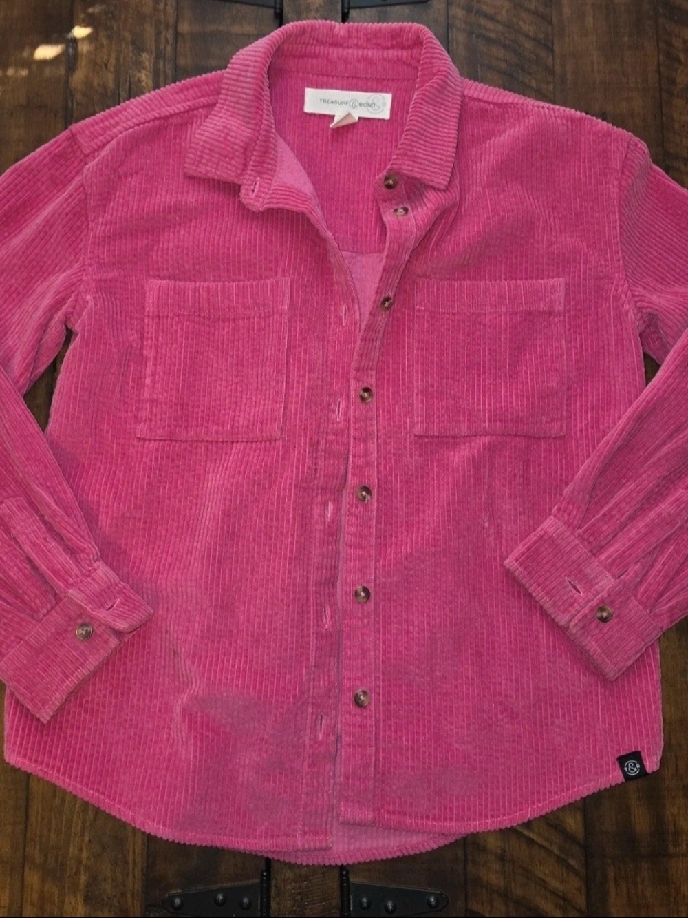 Treasure & Bond Girls Pink Corduroy Button-Down Shirt